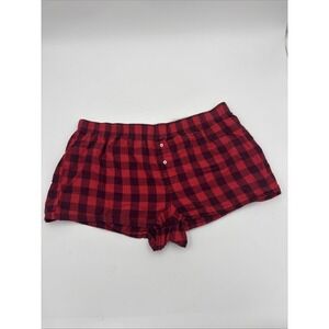 Victoria's Secret PINK Sleep Shorts sz Large Red Plaid Boxer Y2K Vintage